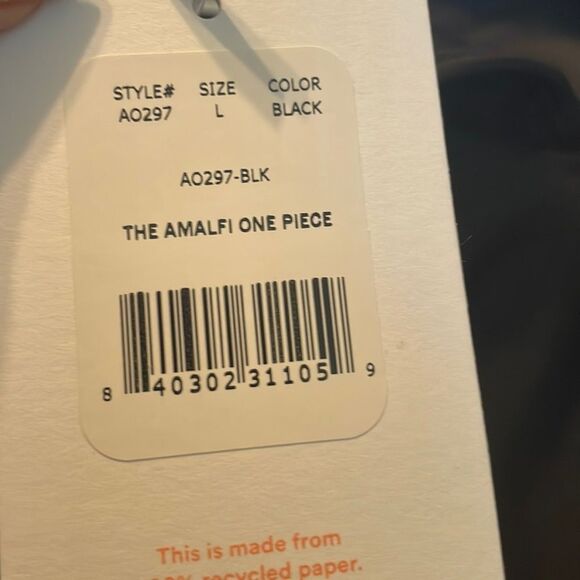 Andie Swim Amalfi One Piece Swimsuit Black size L NWT minimalist - Picture 6 of 7